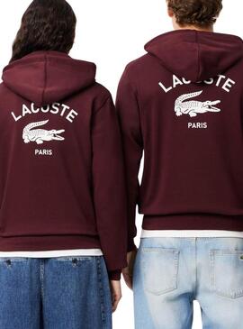 Felpa Paris Lacoste bordeaux per uomo e donna