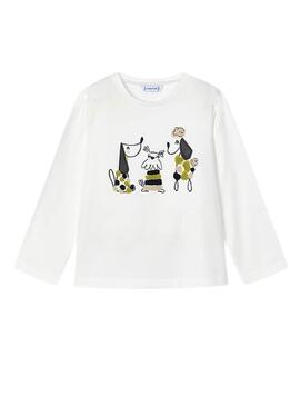 Maglietta Mayoral Whimsical Woofs bianca per bambina