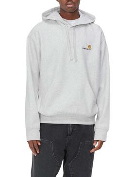 Felpa con cappuccio Carhartt Hooded American Script grigia per uomo