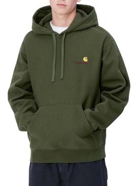 Felpa con Cappuccio Carhartt Hooded American Script Verde per uomo