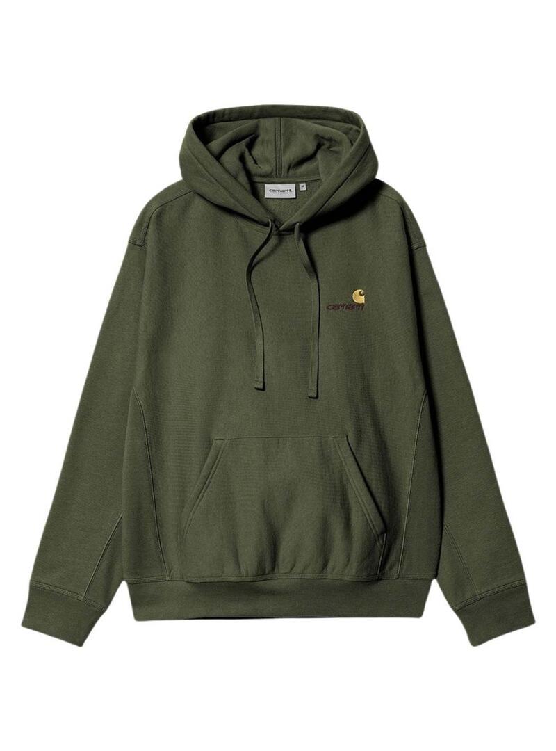 Felpa con Cappuccio Carhartt Hooded American Script Verde per uomo