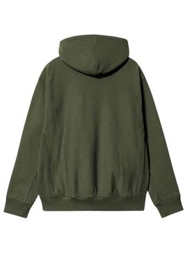 Felpa con Cappuccio Carhartt Hooded American Script Verde per uomo