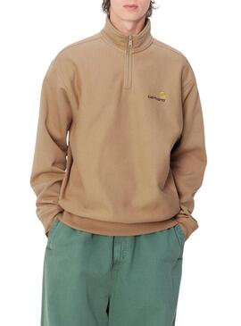 Felpa Carhartt Half Zip Cammello per uomo