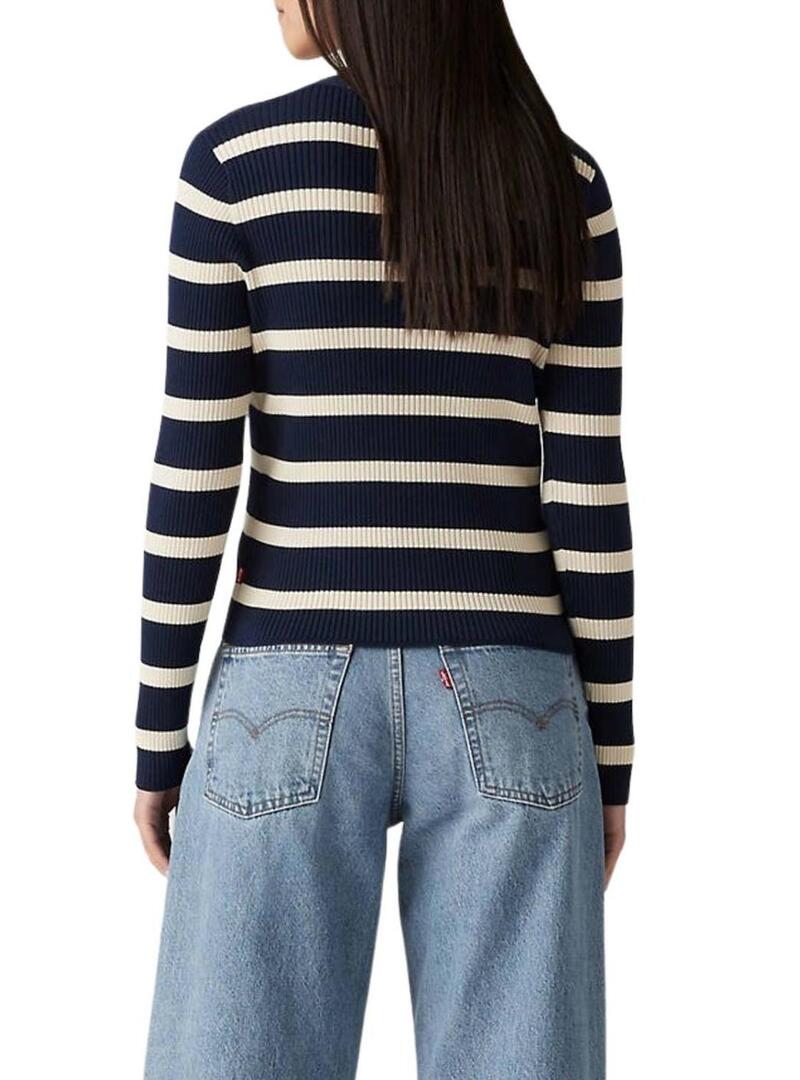 Cardigan Levis Tulip Strisce Blu Marino per donna