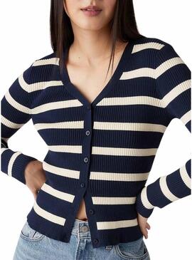 Cardigan Levis Tulip Strisce Blu Marino per donna