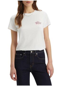 T-Shirt Levis The Perfect Tee Floreale Bianca per donna