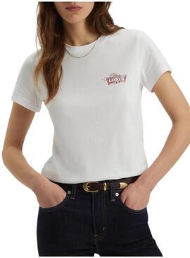 T-Shirt Levis The Perfect Tee Floreale Bianca per donna