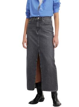 Gonna Levis Midi Denim Grigia per donna