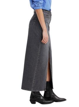 Gonna Levis Midi Denim Grigia per donna