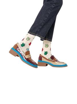 Calzini Happy Socks Victory Sign Beige per donna e uomo