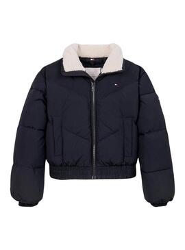 Giacca Tommy Hilfiger Collo Teddy Blu per ragazza