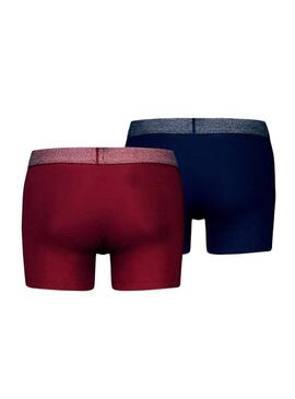 Confezione da 2 Boxer Levis Melange Blu Marino e Granata per uomini