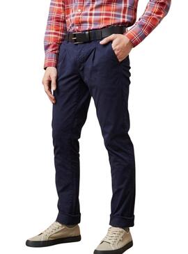 Pantaloni chino Altonadock Blu navy con pieghe per uomo