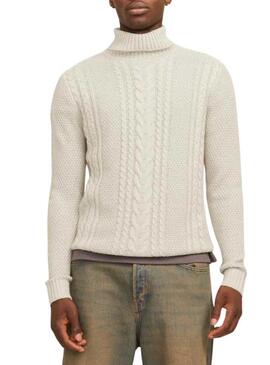 Maglia Jack and Jones Graig Collo Alto Beige per uomini