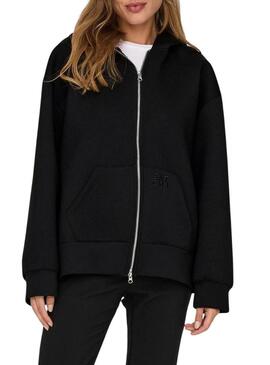 Felpa Only Tanvi Oversize con zip Nera per donna