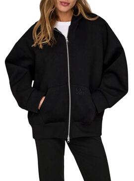 Felpa Only Tanvi Oversize con zip Nera per donna