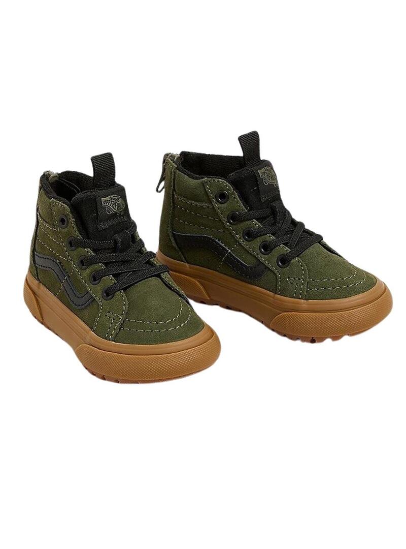 Scarpe Vans SK8-Hi Zip Verde per bambini