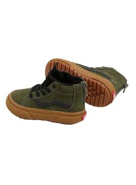 Scarpe Vans SK8-Hi Zip Verde per bambini