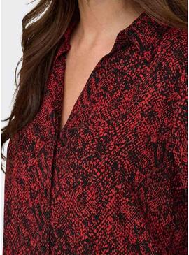 Camicia Only Shelly Stampa animale Rossa per donna