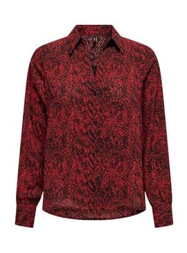 Camicia Only Shelly Stampa animale Rossa per donna