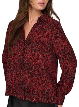 Camicia Only Shelly Stampa animale Rossa per donna