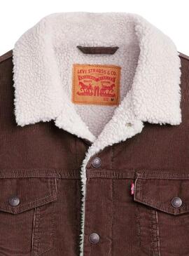 Giacca Trucker Levi's Sherpa in Velluto Marrone per uomo