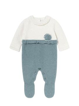 Rompers Mayoral Maglia Fiore Blu per neonata