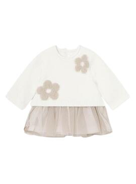 Vestito Mayoral Combinato Tulle Crema per bambino