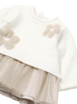 Vestito Mayoral Combinato Tulle Crema per bambino