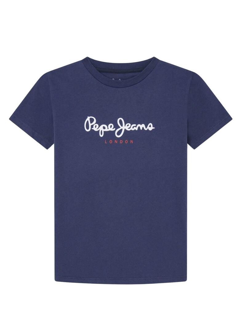 Maglietta Pepe Jeans New Art Blu Marino per Bambini