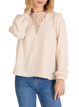 Camicia Naf Naf Lanka Beige per Donna