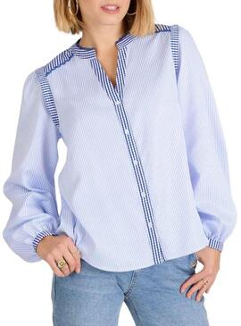 Camicia Naf Naf Cotswold a Strisce Blu per Donna