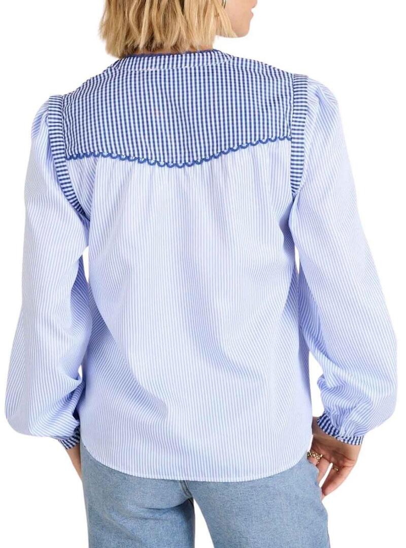 Camicia Naf Naf Cotswold a Strisce Blu per Donna