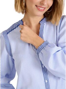 Camicia Naf Naf Cotswold a Strisce Blu per Donna