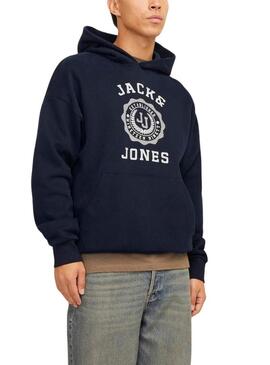 Felpa con cappuccio Jack and Jones Victo Blu per uomo