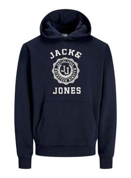 Felpa con cappuccio Jack and Jones Victo Blu per uomo