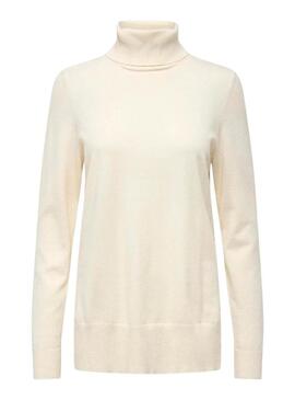 Maglia Only Ibi Long Collo alto Beige per donna