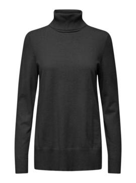 Maglia Only Ibi Long Collo alto Nero per donna