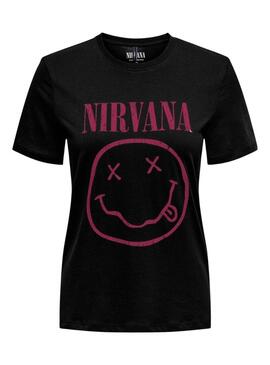 Maglietta Only Nirvana Nera e Rosa per donna