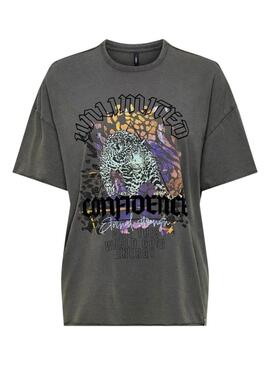 T-shirt Only Lucy Confidence Grigio per donna