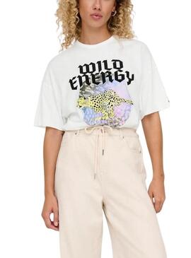 T-shirt Only Lucy Wild Energy Bianco per donna