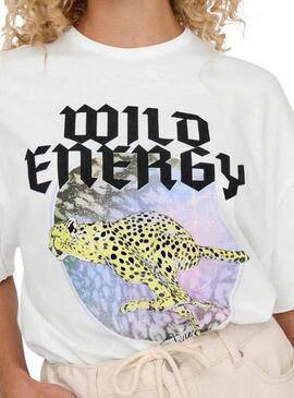 T-shirt Only Lucy Wild Energy Bianco per donna