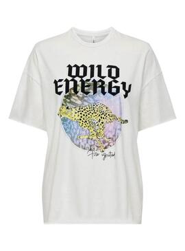 T-shirt Only Lucy Wild Energy Bianco per donna