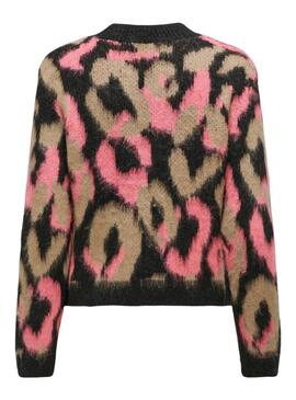 Maglia Only Wild Animalier Rosa e Camel per donna