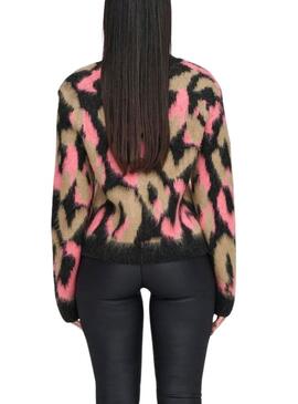 Maglia Only Wild Animalier Rosa e Camel per donna