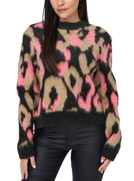 Maglia Only Wild Animalier Rosa e Camel per donna