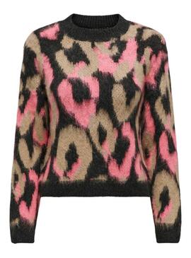 Maglia Only Wild Animalier Rosa e Camel per donna