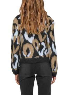 Maglia Only Wild Animalier Rosa e Camel per donna