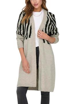 Cardigan Only Jade Zebra Beige per donna