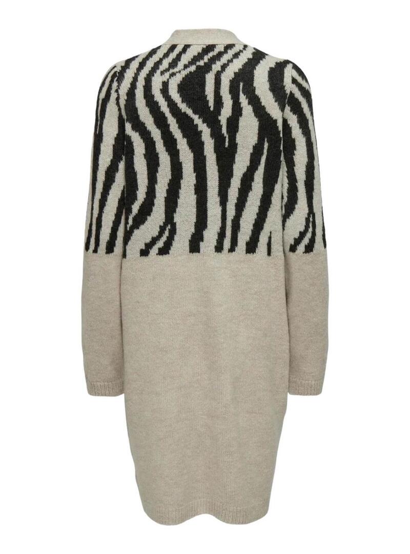 Cardigan Only Jade Zebra Beige per donna